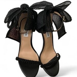Steve Madden Benni Black Heels with Bow Accent